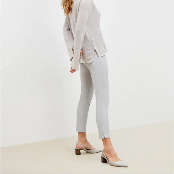 MM LaFleur Pants Womens 6 Gray Marais Everstretch Quartz Side Zip Crop Cigarette - Picture 2 of 14